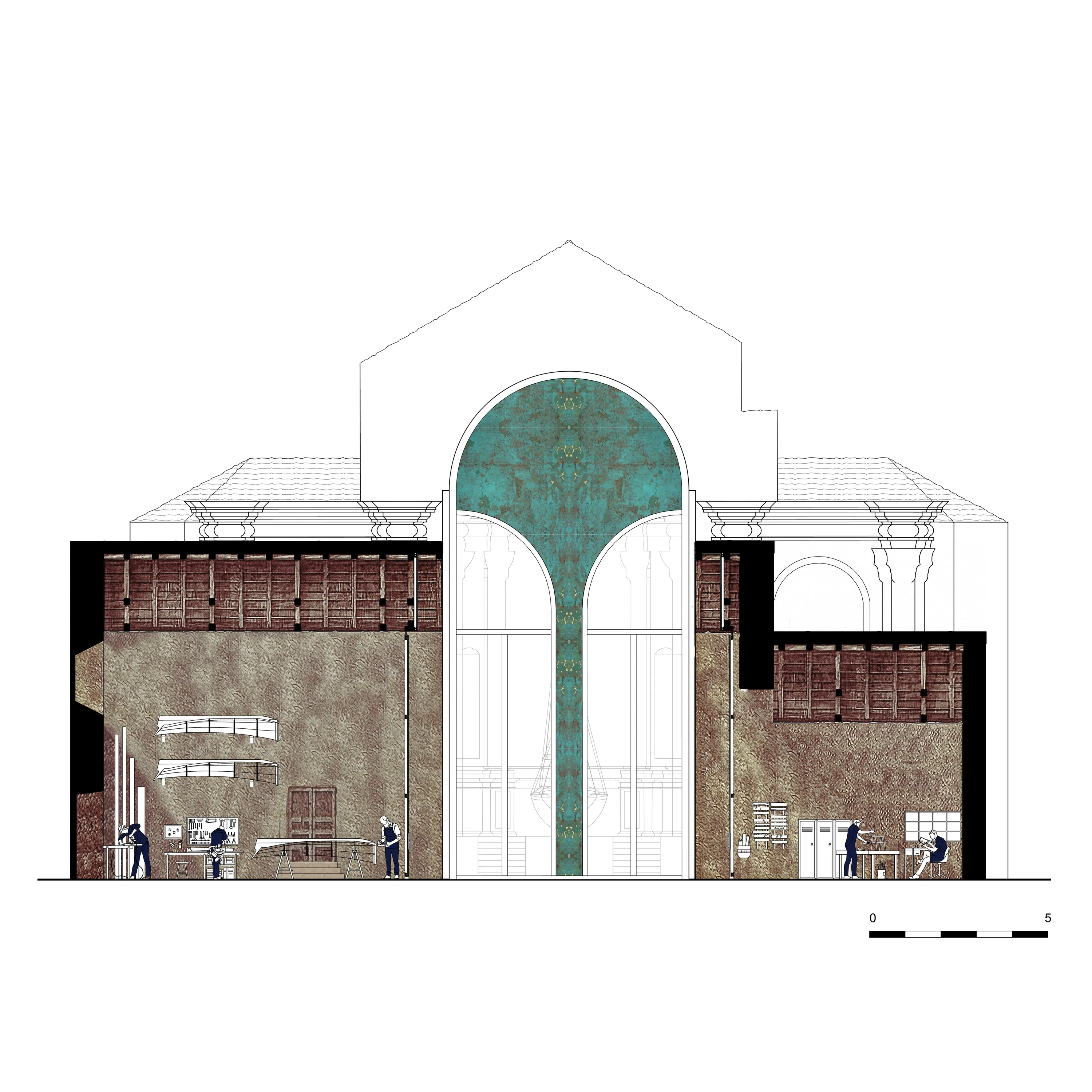 Section through the new gate
